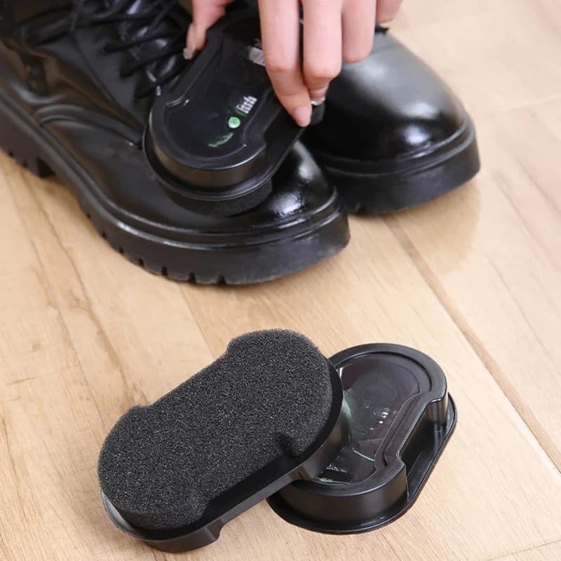 Pulizia della casa Smalto per scarpe multifunzionale a doppia faccia Incolore Leggero Strofinare Cura della pelle Olio Spugna Cera Spazzola per scarpe nere