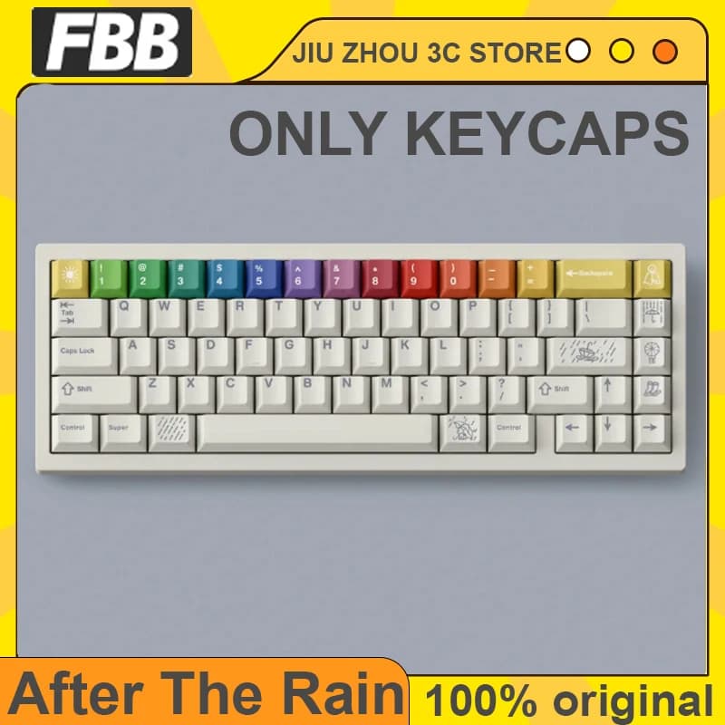 Originale FBB Arcobaleno Dopo La Pioggia Keycap PBT Sublimazione della Tintura Termica Tastiera Meccanica Personalizzata Carino Ascrapbook Key Cap