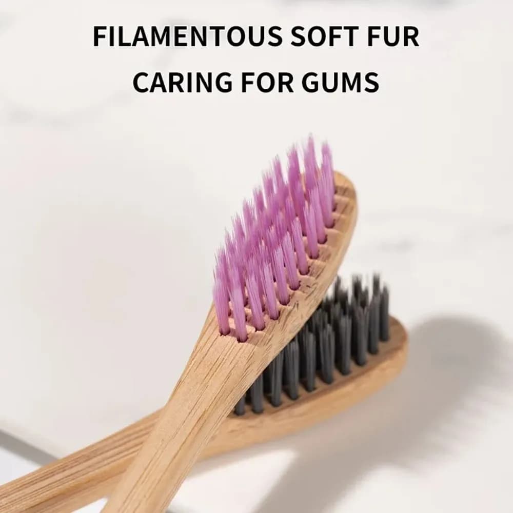 Set di 10 Spazzolini da Denti in Bambù Ecologici, Confezionati Singolarmente in Pelle di Vacchetta, Scatola per Compresse, Uso Domestico