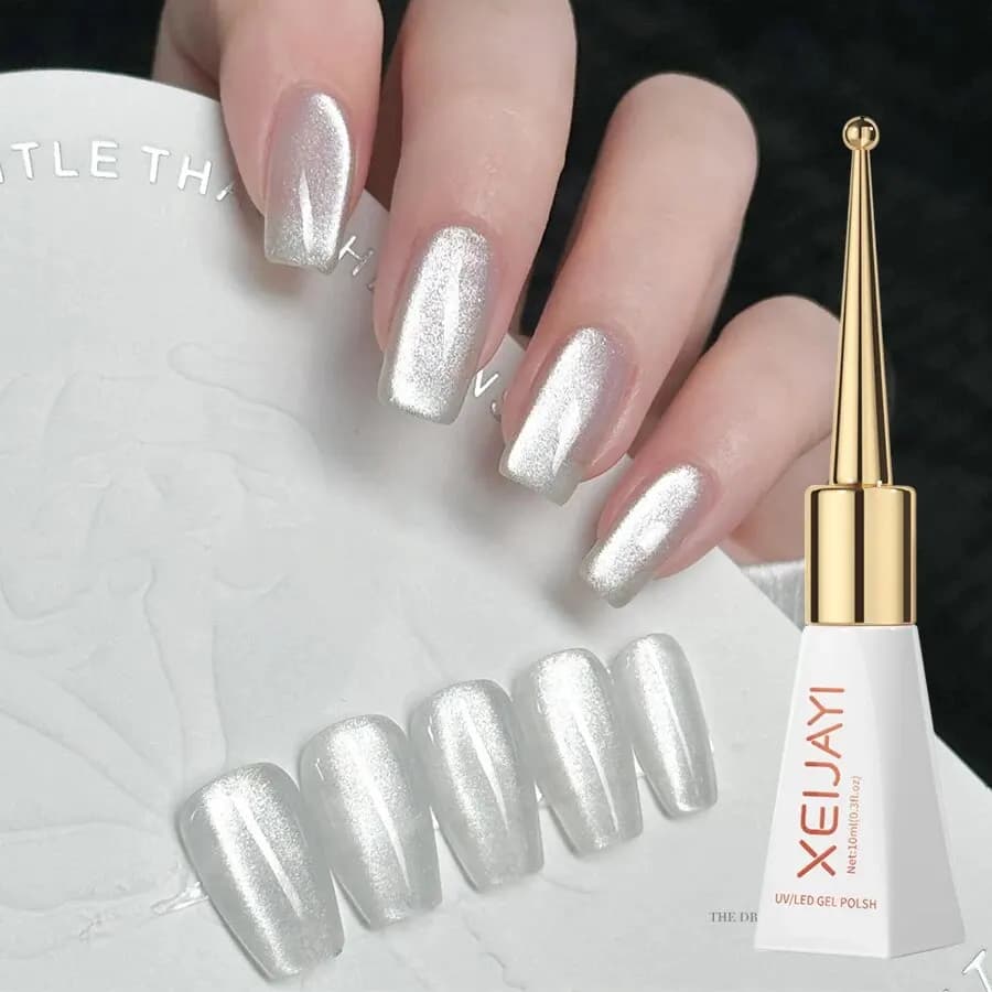 1 pcs 10 ml holographic glitter mirror china white cat eye gel magnetic enamel effect galactic nail polish gel Soak Off UV LED