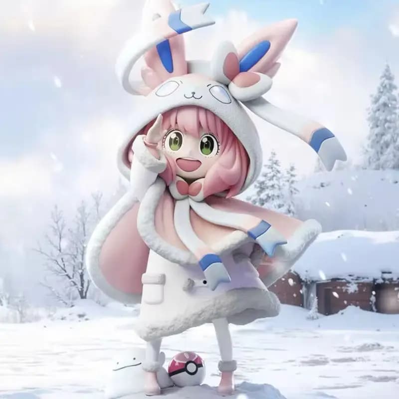 Spy X Family Anya Forger Sylveon Cos Figure 19 cm Kawaii Cartoon Character Doll Ornamenti Giocattoli per bambini Regali Modello da collezione