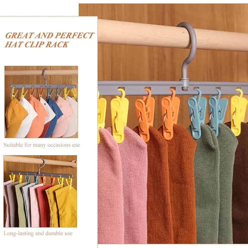 2Pcs Hat Clip Hanger Organizer Multipurpose Wall-Mountable Storage Rack for Hats Towels Bags Socks Underwear Home Closet
