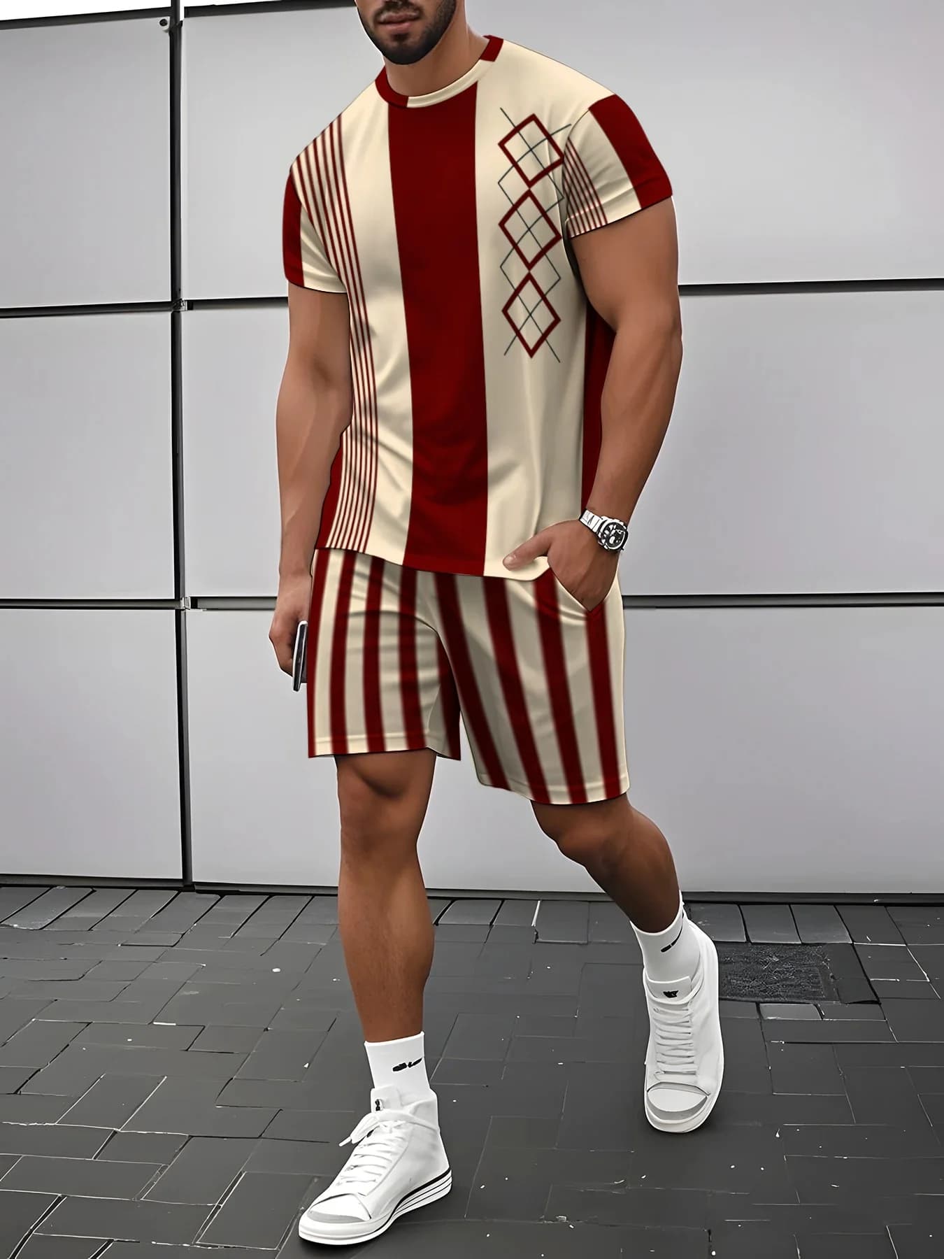 2026 Summer New Men's Short-Sleeved Shorts Set - Street Casual Fashion Comfortable Soft 3D Digital Pattern Printing