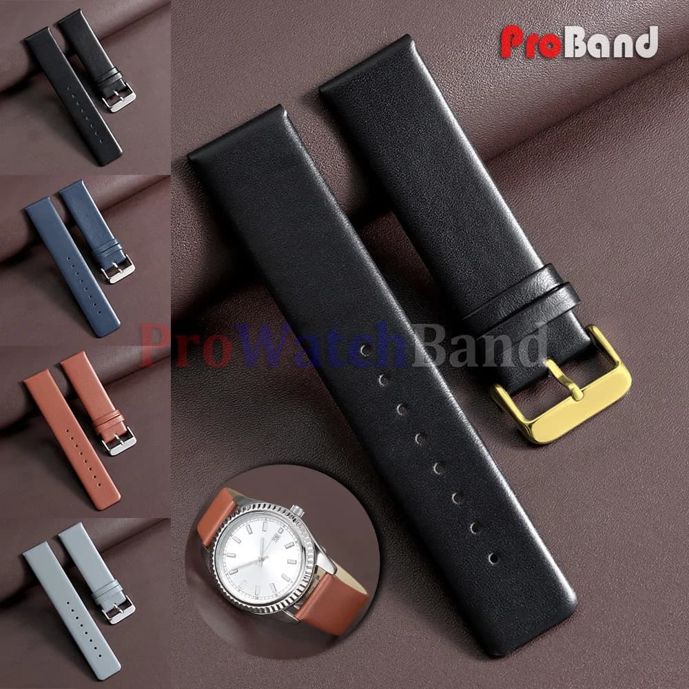 Cinturini per Orologi 18mm 20mm 22mm in Vera Pelle Nera, Marrone, Grigia, Blu, Morbidi e Universali per Uomo e Donna con Fibbia Dorata per Smartwatch