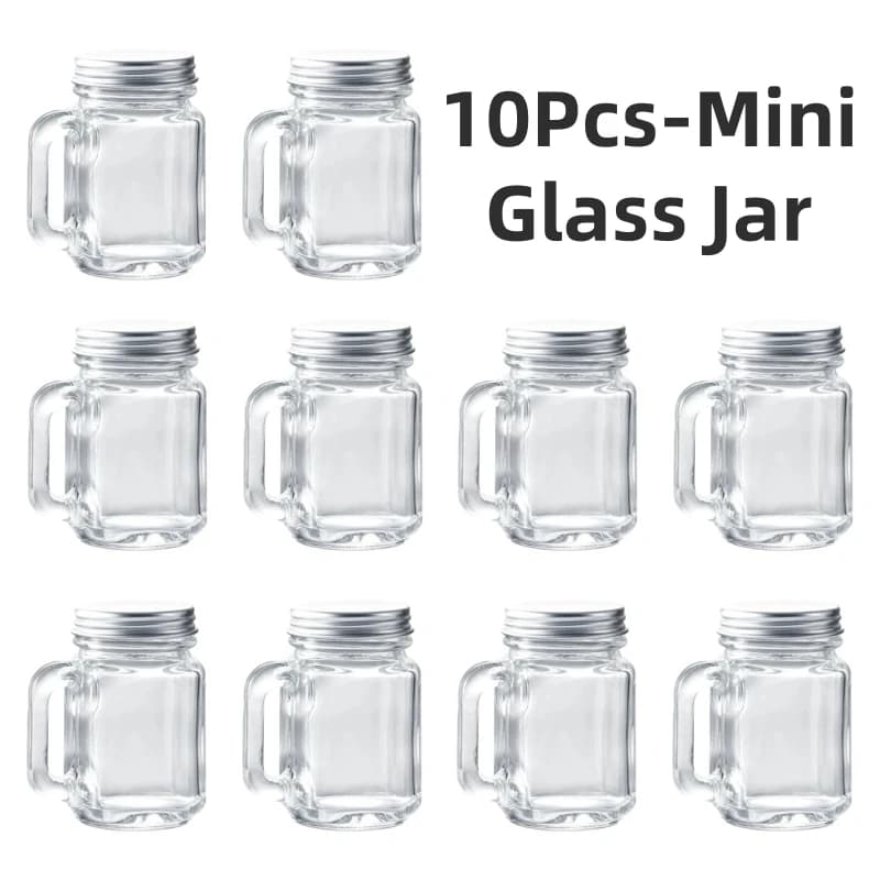 Set di 10 mini barattoli di vetro, bottiglie di vetro con coperchi in alluminio, barattoli per campioni vuoti da 35 ml, contenitori sigillati, fiale per la conservazione di oli essenziali