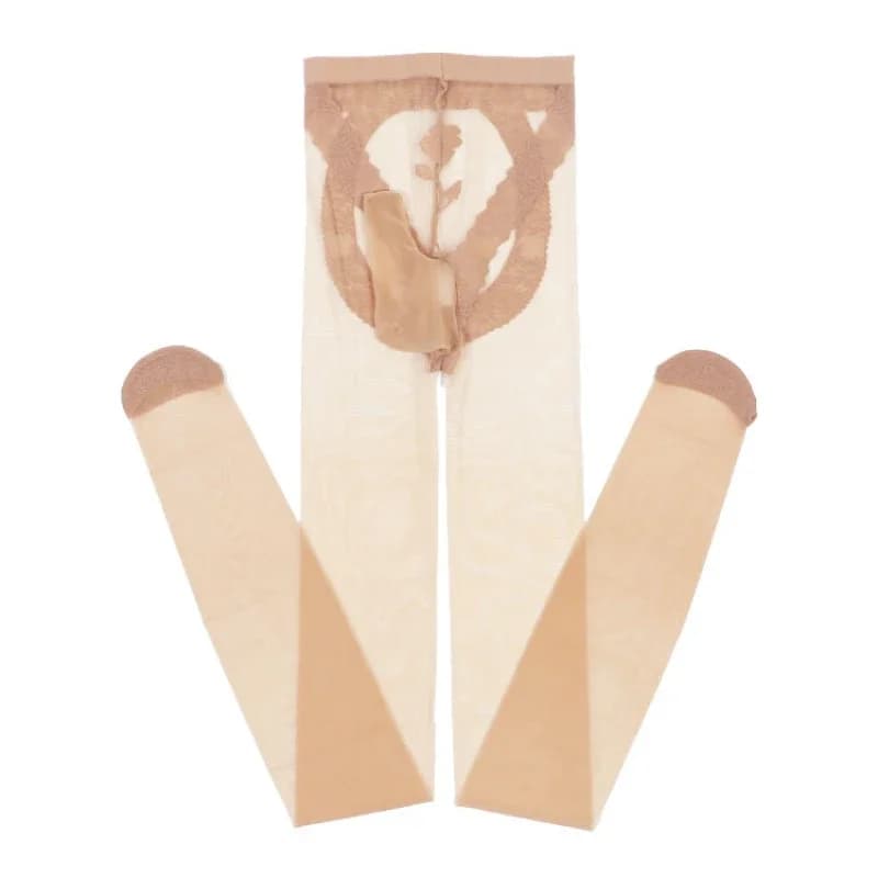 Sexy men's socks in lace floral pantyhose 3d transparent socks invisible to waist high underwear ultra-thin with penile sleeves
