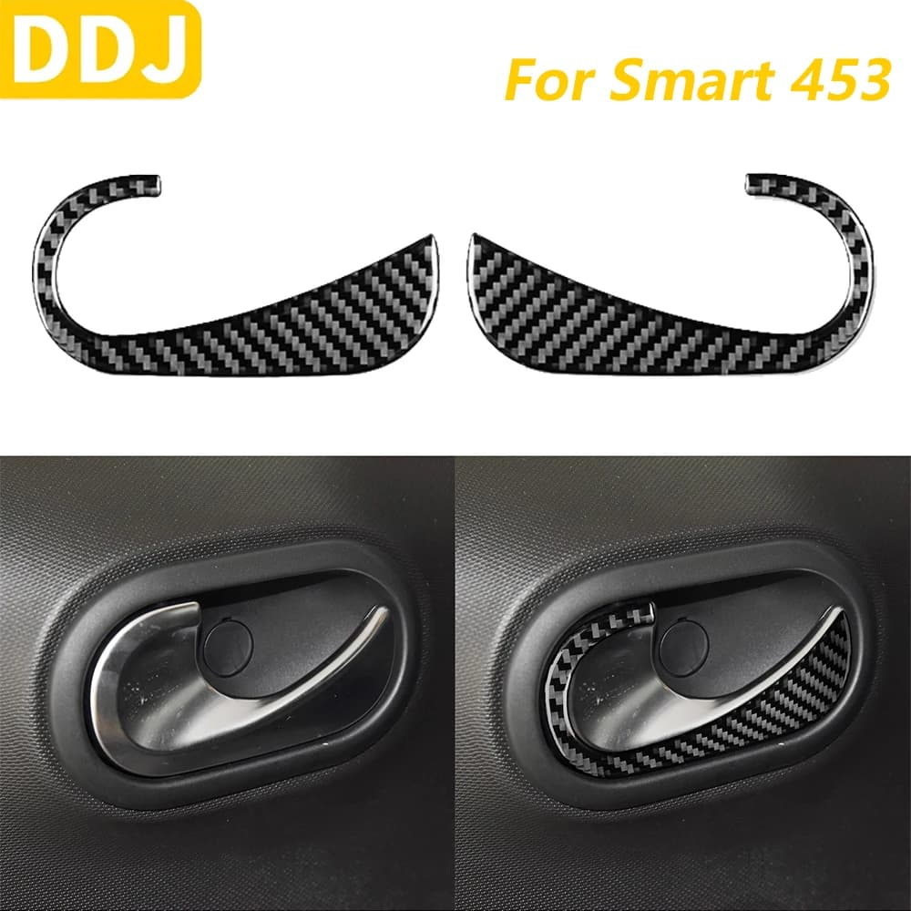 For Mercedes-Benz Smart 453 2016-2021 Carbon Fiber Interior Door Handle Switch On Cover Panel Trim Accessories Auto Adhesive Decoration