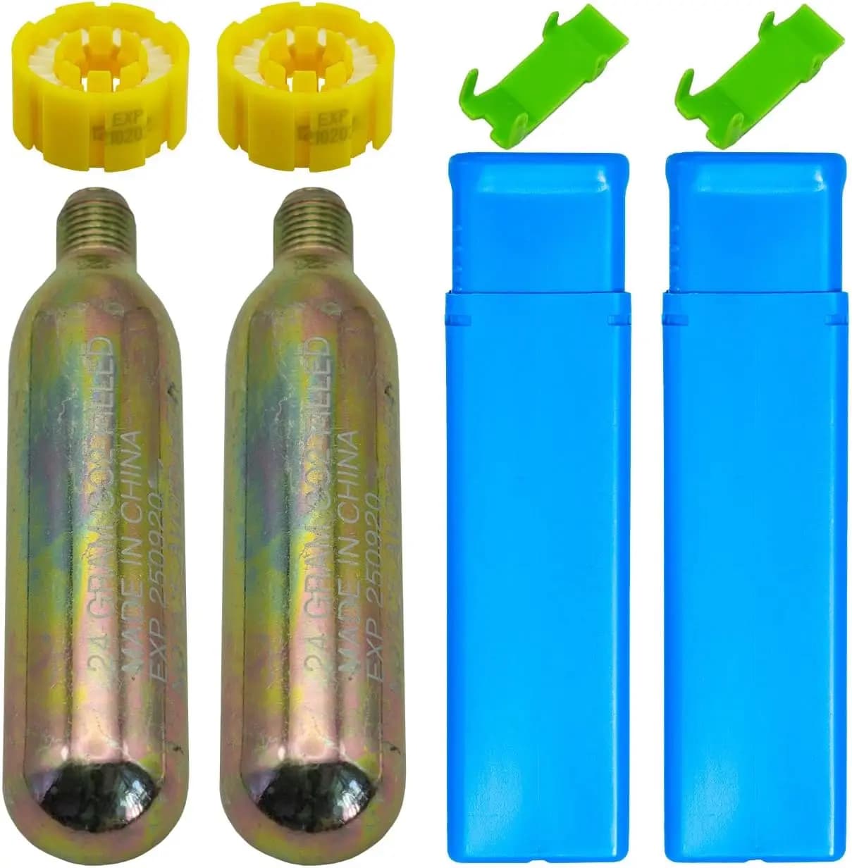 Confezione da 2 Cartucce di CO2, 24g/33g, Filettatura da 1/2 Pollice per Giubbotti di Salvataggio Gonfiabili e Gilet per Sport Acquatici