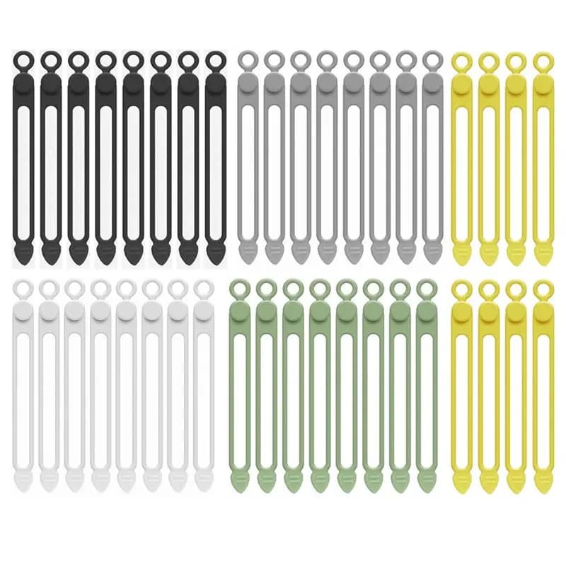 AT43-Cravatta elastica per cavi, fascette in silicone da 40 pezzi, corda riutilizzabile per organizer per cavi per elettronica, cavi per cinghie per fissaggio