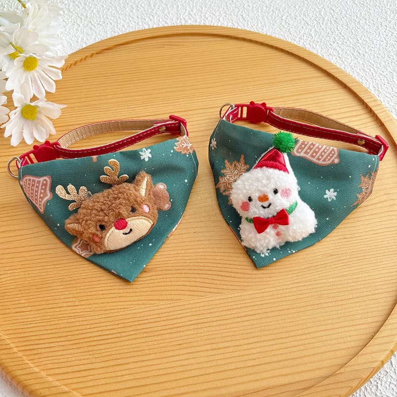 Collare natalizio regolabile per sciarpa triangolare per animali domestici, simpatico gatto, accessori natalizi, collare per cani, alce rosso, necker capo