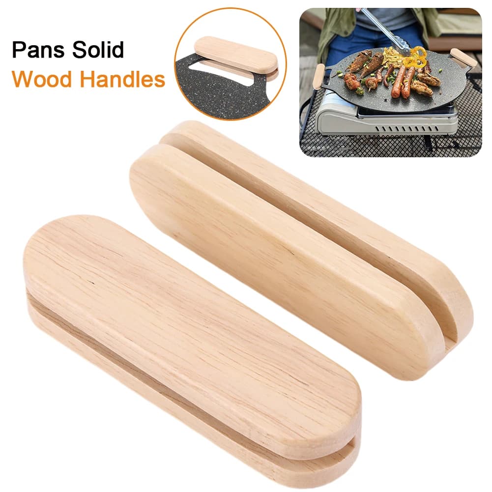 1 pair of handle for barbecue wood anti-coating heat resistant insulated handle replacement for grill for sauce plate for outdoor camping pan
