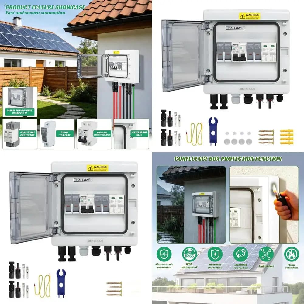 Combinatore Fotovoltaico a Doppio Ingresso e Singola Uscita, Pannello Solare 20A, Interruttore Automatico DC 40A, Protezione da Sovratensione, Interruttore Esterno con Grado di Protezione IP65