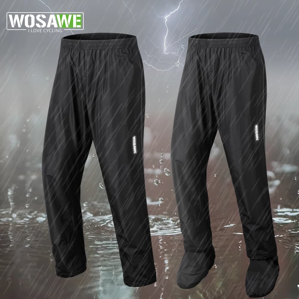 WOSAWE Pantaloni da pioggia da trekking Pantaloni impermeabili da esterno Moto Arrampicata Campeggio Ciclismo Sport Pantaloni da pioggia in montagna Copriscarpe