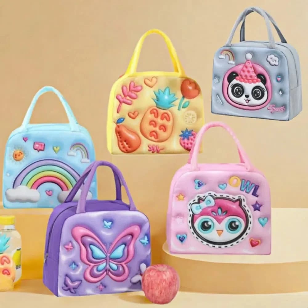 New 3D Children's Lunch Box Bag Cartoon Thickened Thermal Insulation Bag Aluminum Foil Cool Storage Fresh Storage Bag For Kids