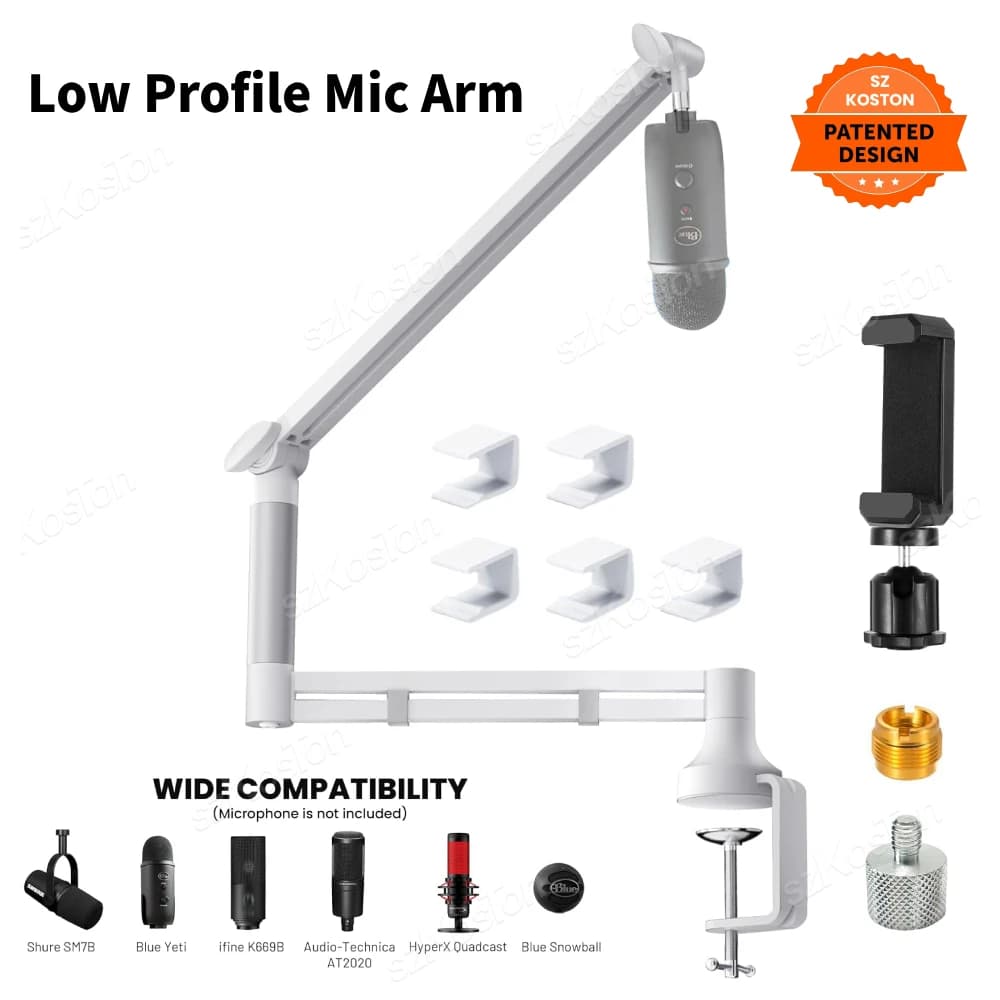 Supporto per microfono regolabile Braccio per microfono da studio a basso profilo con riser esteso e gestione dei cavi per microfono K688 AM8 A6V K669
