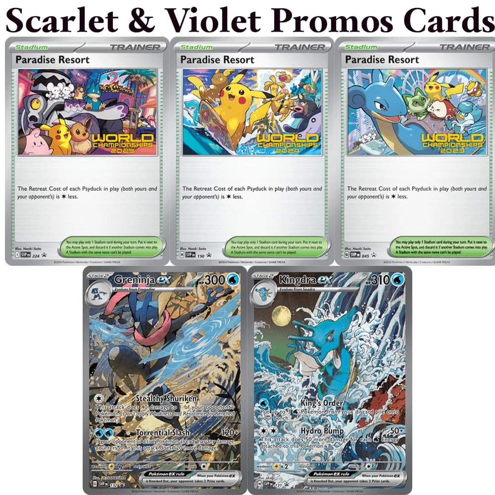 Carte da Gioco Olografiche PKM Scarlatto e Violetto (SVP) PTCG Paradise Resort/045/150/224 Kingdra ex Greninja ex Giocattoli da Collezione