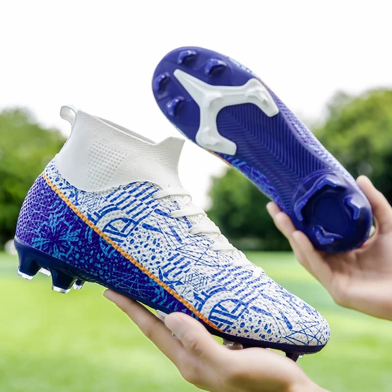 New hot sale unisex football shoes: long studs / grass bags, breathable, anti-slip and light