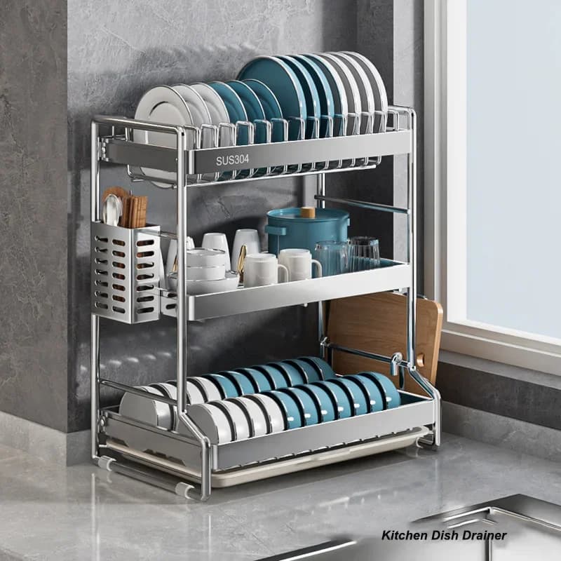 New kitchen dishes, storage organization, stainless steel dishes, kitchen dishes, kitchen utensils, crockery, dishware