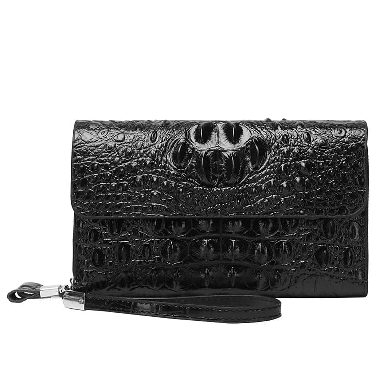 Men's shoulder bag with animal pattern, PU wallet with wrist strap, card holder and coin holder