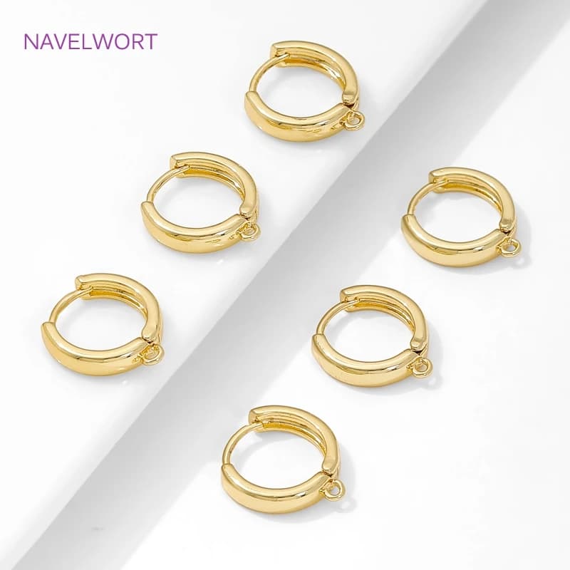 Ganci per orecchini rotondi Shvenzy placcati oro 18 carati, ganci per orecchini in ottone, chiusure per orecchini, accessori per la creazione di gioielli fai da te