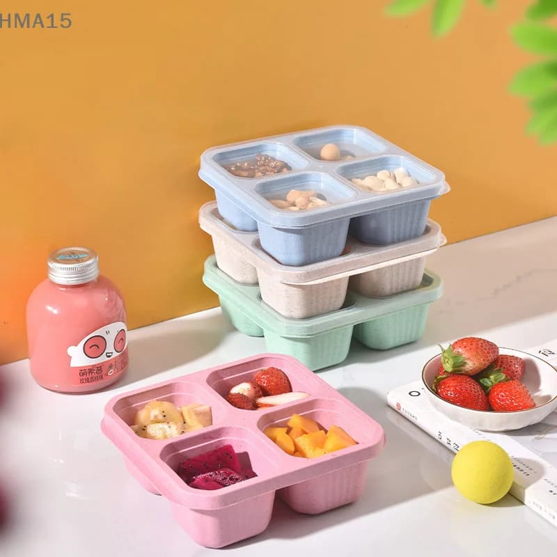 Contenitori per Snack a 4 griglie contenitori per il pranzo riutilizzabili per la preparazione dei pasti portatili per bambini e adulti bottiglie per la conservazione degli Snack domestici utensili da cucina