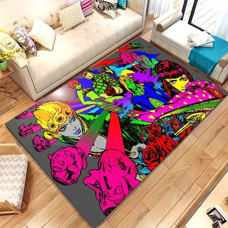 Anime JoJo Bizarre Adventure Cartoon Living Room Non-Slip Area Rug Soft Carpet for Bedroom Kids Playroom Sofa,Home Decor Doormat