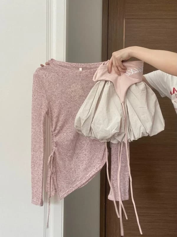 Completo Estivo Floreale con Stampa Floreale, Gonna a Mezza Lunghezza con Coulisse in Vita, Protezione Solare, Stile Arricciato a Vita Alta, Set Due Pezzi Carino
