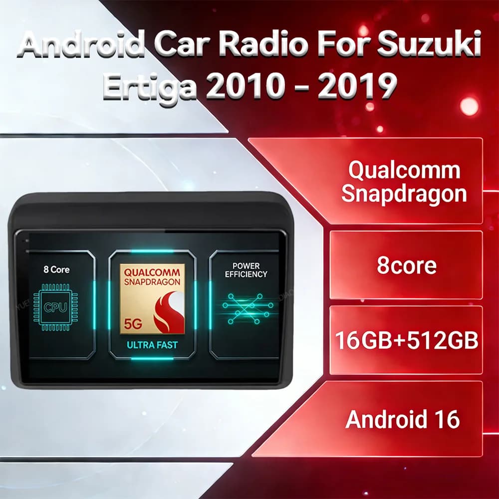 Android 16 Carplay Auto For SUZUKI Ertiga 2010 2011 2012 2013 2014 - 2019 Multimedia Video Player 4G WIFI BT 2DIN Head Unit QLED