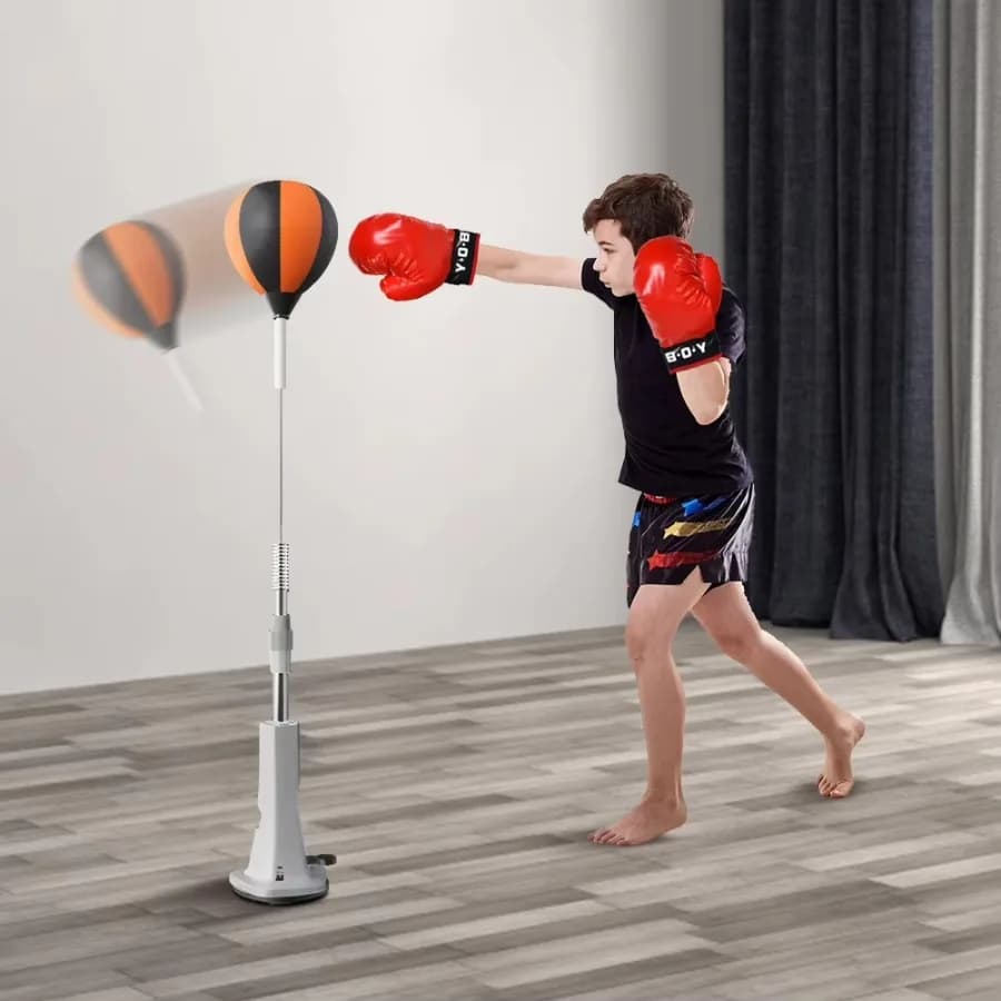Set da Boxe con Sacco da Pugilato e Supporto, Sacco Pesante Regolabile in Altezza con Palla Reflex – Attrezzatura da Palestra Domestica per Alleviare lo Stress