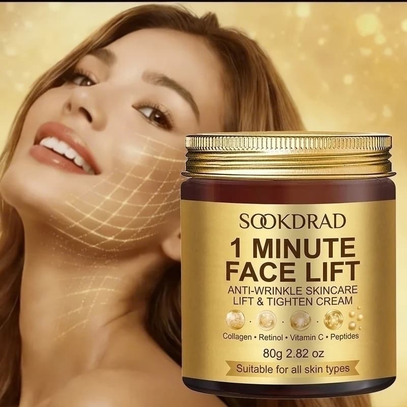 Crema Lifting Viso in 1 Minuto, Collagene, Cura Quotidiana della Pelle, Viso e Collo, Unisex, 80g, Per Tutti i Tipi di Pelle