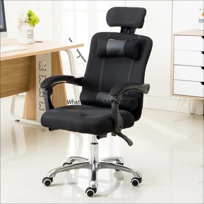 Poggiatesta Doppio cuscino Supporto lombare gratuito Sedia da ufficio ergonomica reclinabile per computer in rete con poggiapiedi