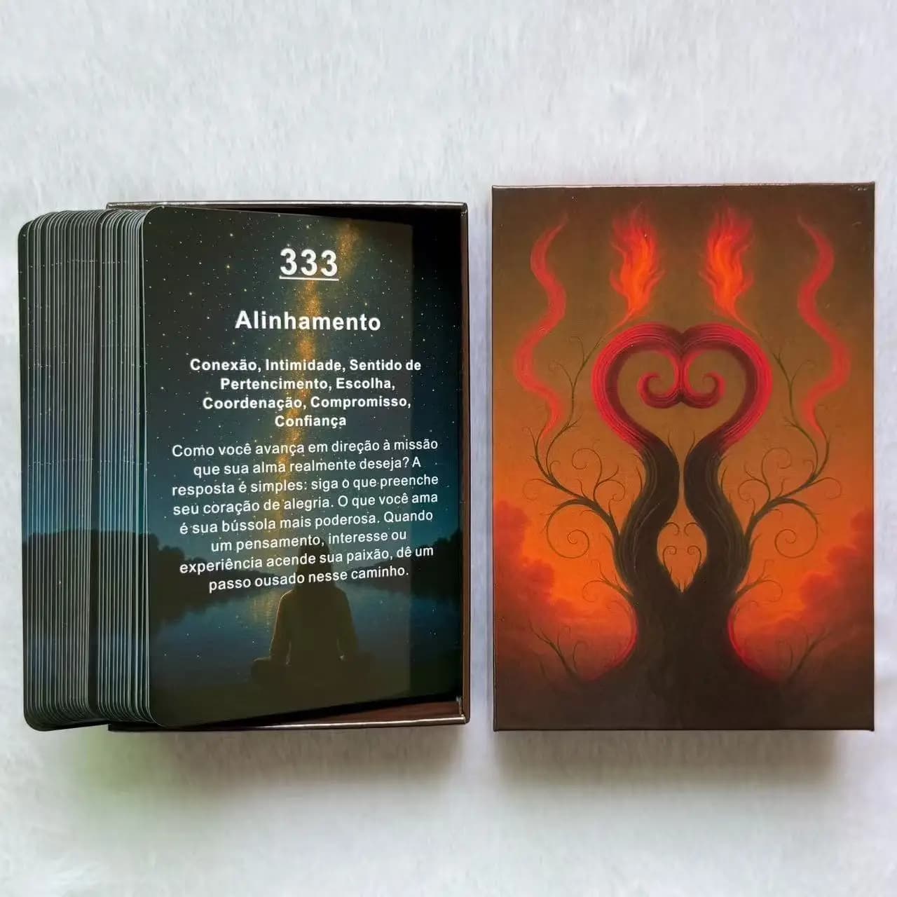 Mazzo di carte Oracle a tema numerico portoghese, meditazione, chiarezza e lettura, giochi di carte, regali per il gaming, 12*8 cm, 14+, 48 carte
