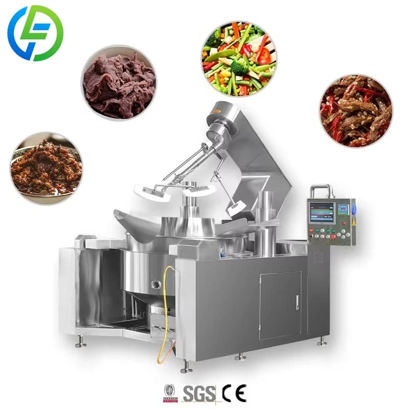 Customize Electric Oil Gas Steam Double Jacket Kettle Paste Sauce Meat Caramel Cooking Mixer Machine Jacketed Kettle with Mixer