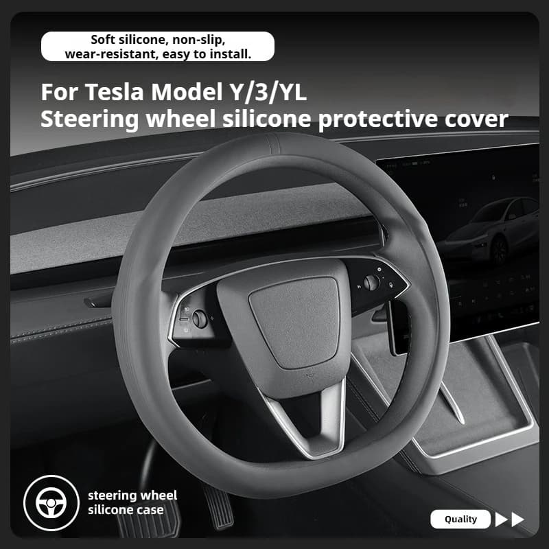 For Tesla Model 3 Highland Y Juniper YL Silicone Elastic Steering Wheel Cover Anti-slip Protector Car Interior Decor Accessories