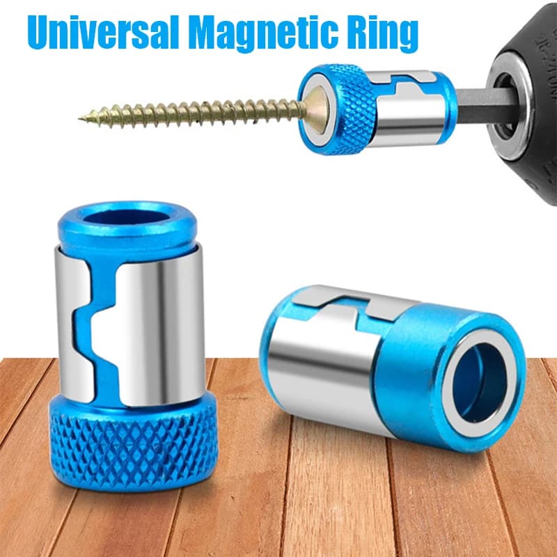 Punte per cacciavite ad anello magnetico in lega con anello magnetico universale da 6,35 mm Anello magnetico per punta da trapano con magnetizzatore forte anticorrosione