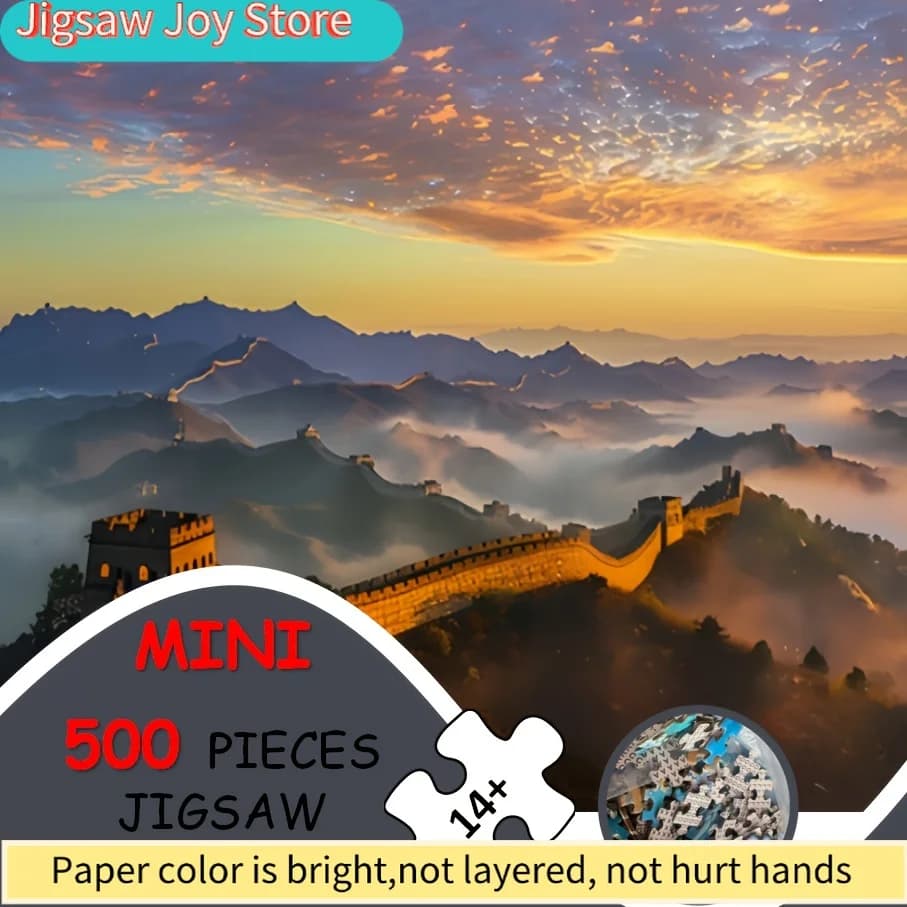 1 Scatola (500 pezzi) Puzzle per Adulti La Grande Muraglia, Gioco Divertente ed Educativo, Decorazione da Parete, Regalo di Compleanno per Amici