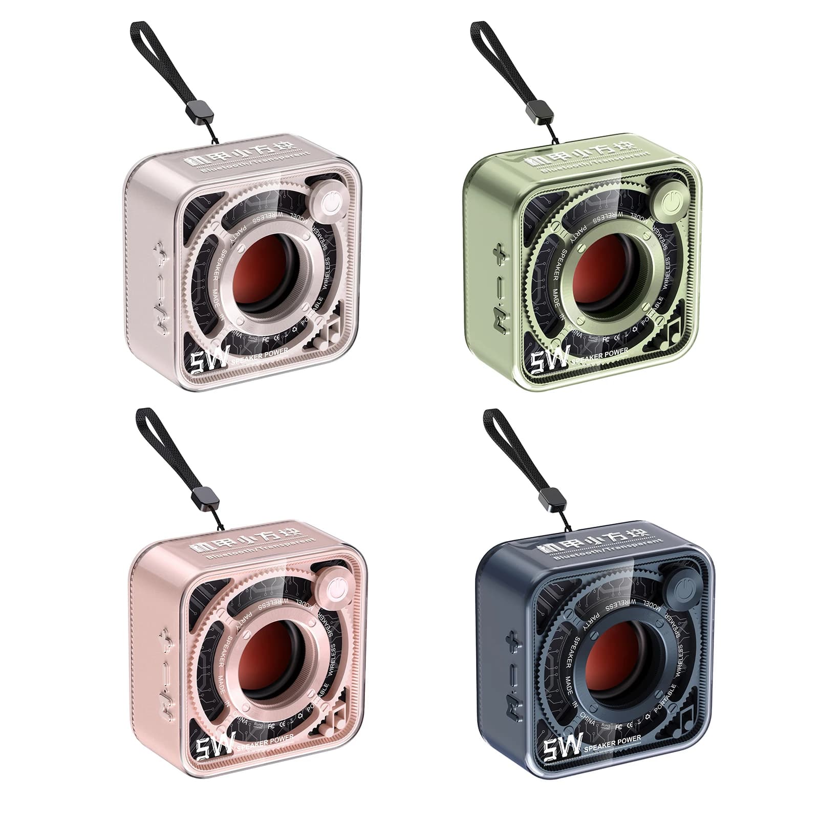 Altoparlante wireless trasparente Mecha compatibile con Bluetooth 5.1, ricarica USB Type-C
