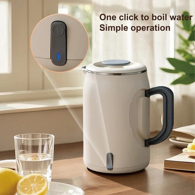 110V/220V Mini Electric Kettle Portable Travel 304 Stainless Steel Kettle Auto Power Off Teapot Multi-function Noodle Pot 600ml