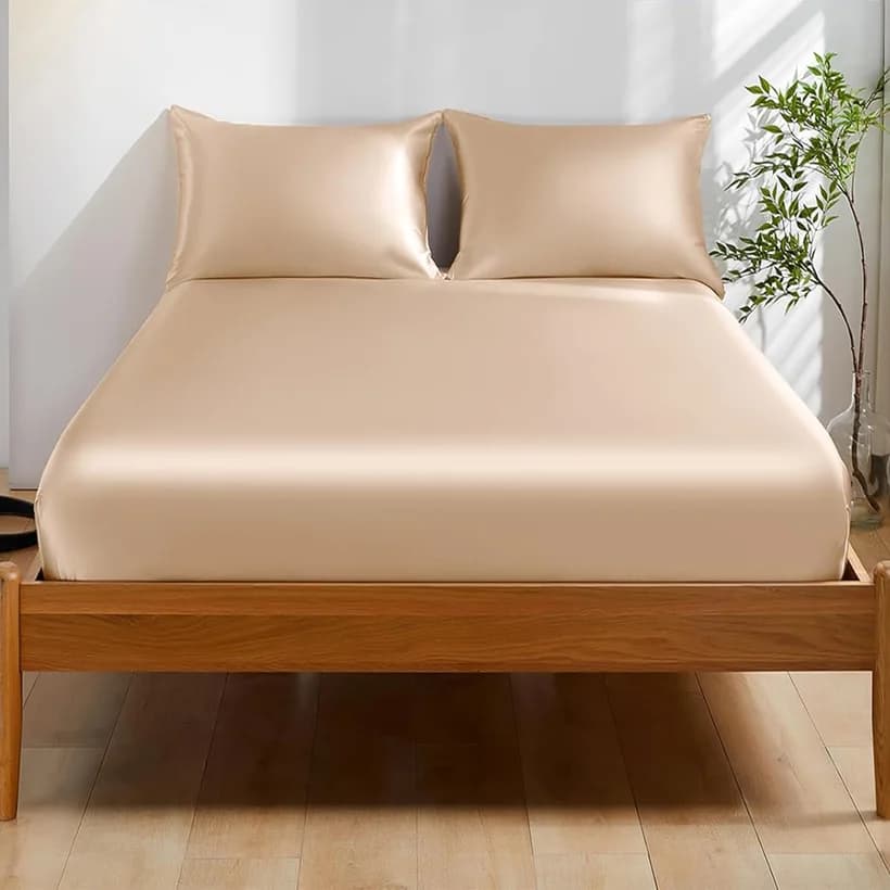Lenzuolo con Angoli in Seta di Gelso 100% 22 Momme, Coprimaterasso con Elastico, Tasca Profonda, Lenzuolo per la Cura della Pelle, Liscio e Salutare, Biancheria da Letto