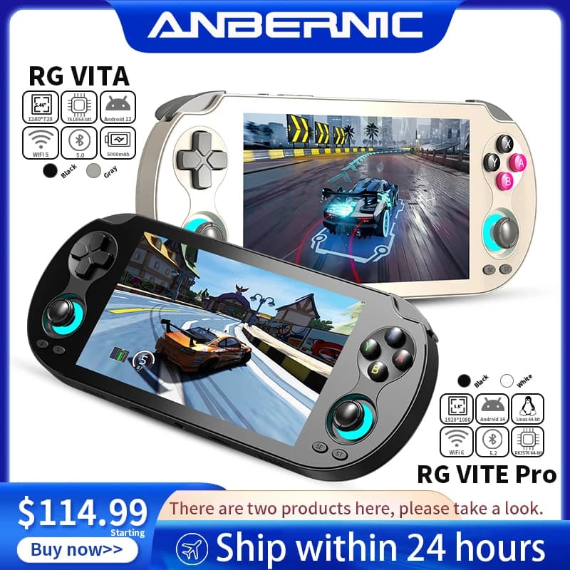 Console di Gioco Portatile ANBERNIC RG VITA / RG VITA Pro, 5000mAh, Lettore di Videogiochi Android, Supporta Bluetooth e Streaming AI RixelHK
