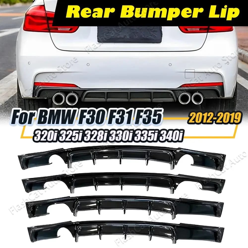 F30 F31 F35 M Sport Dual Exhaust Black Lip Splitters Valance Spoiler For BMW 325i 330i MP 2013-2019 Rear Bumper Diffuser Lip