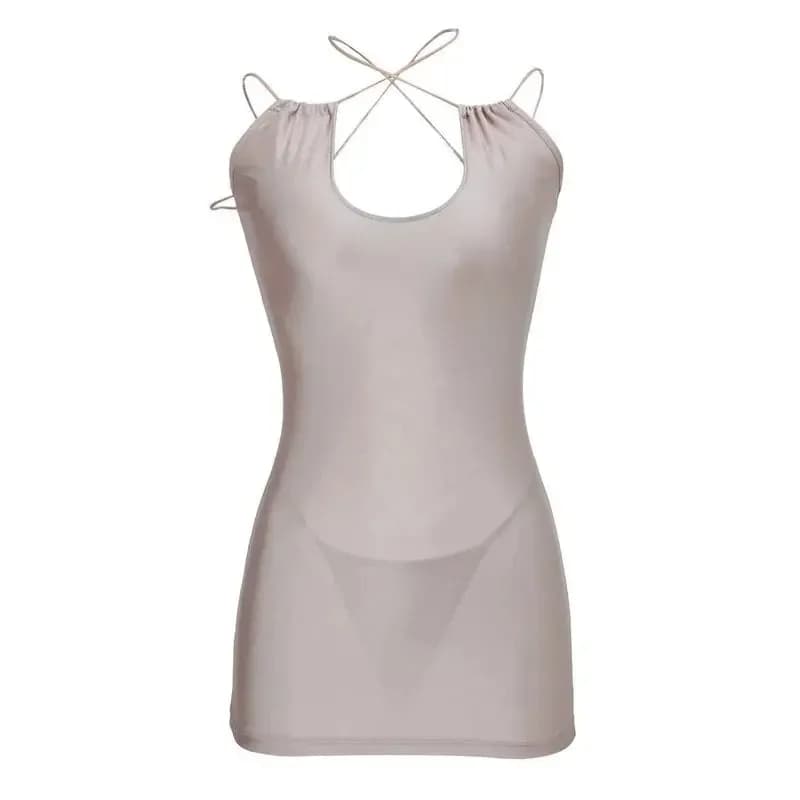 Abito sexy senza schienale con scollo a V profondo, gonna a pieghe, uniforme da segretaria per discoteca, abito da sera, con regalo incluso.
