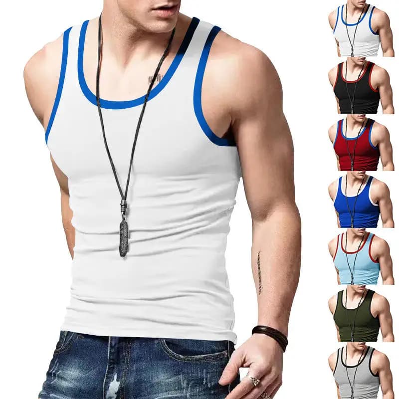 New Men's Sporty Mesh Slim Fit American Style 24 Cross-Border, Top Casual with Patchwork, Breathable Underwear vest