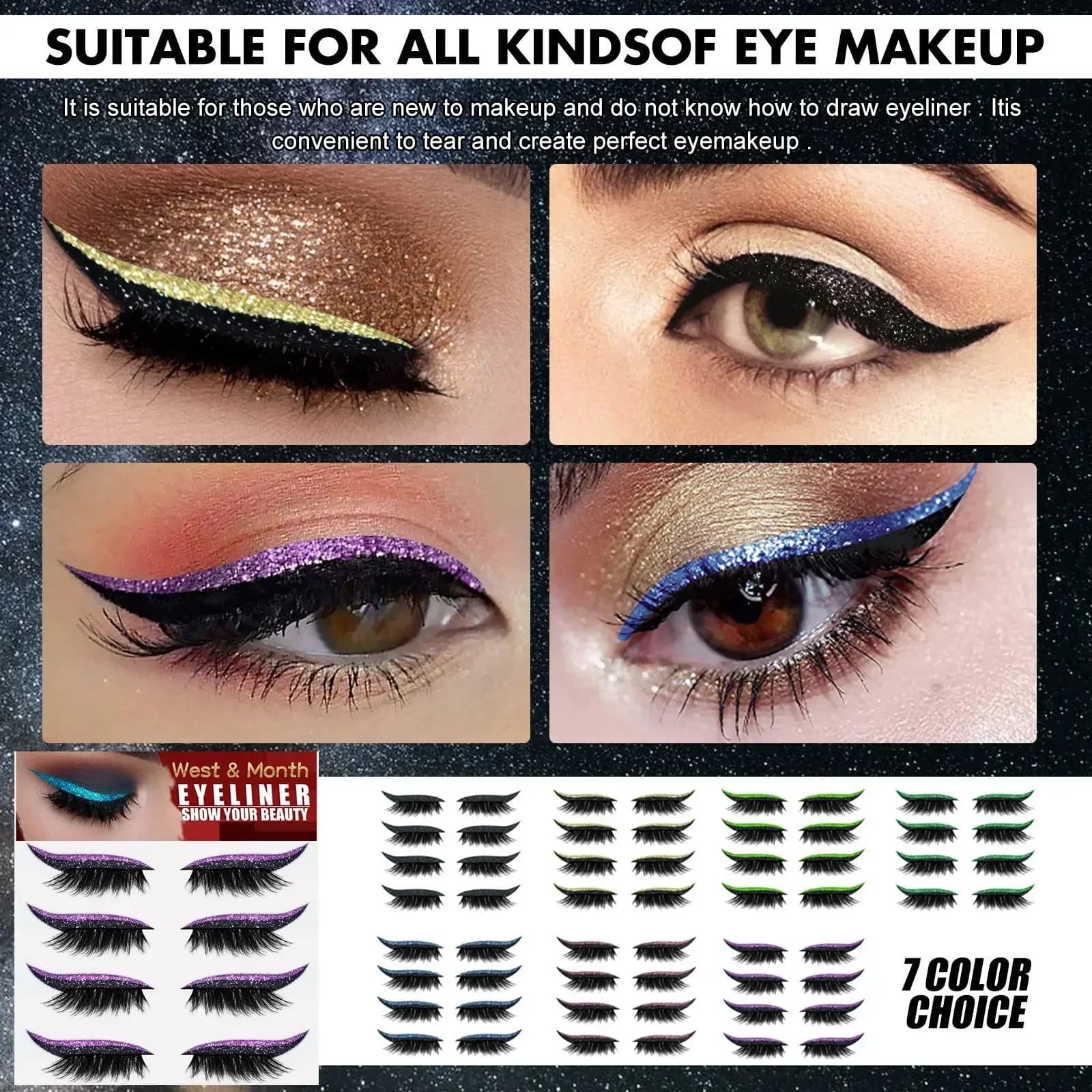 Eyeliner e Adesivi per Ciglia Autoadesivi Attivabili con Acqua, Senza Colla, per Ciglia Finte Comfort e Volumizzanti