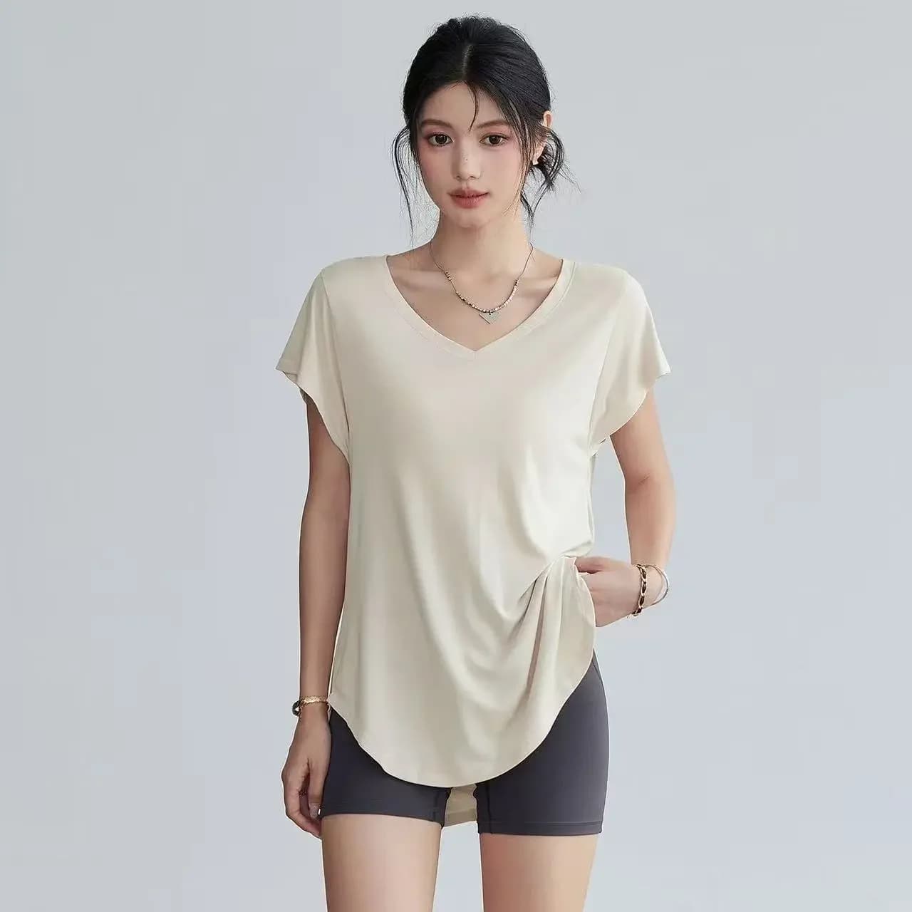 Women's Slimming Round Neck Yoga T-Shirt Short-Sleeved Stretch Fitness Training Top for Exercise Running Yoga Vintage Crop Top