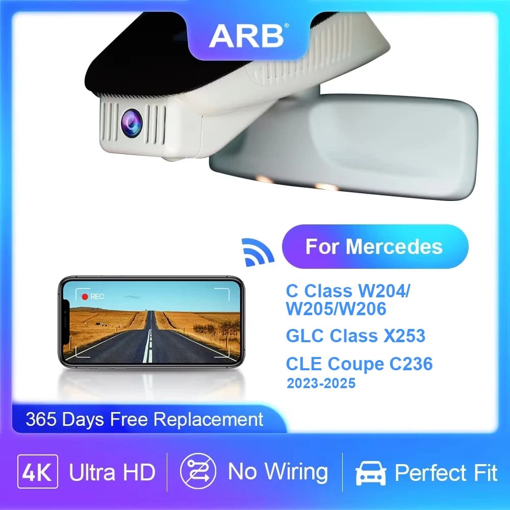 Per Mercedes Classe C W204 W205 W206 e GLC X253, per Benz CLE Coupe C236 2023-2025, ARB 4K Dashcam Stile OEM, WIFI APP Connect