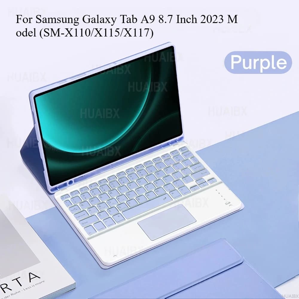 Custodia con tastiera per Samsung Galaxy Tab A9 da 8,7 pollici 2023, cover per tablet con tastiera Bluetooth staccabile per Samsung A9 da 8,7 pollici SM-X110