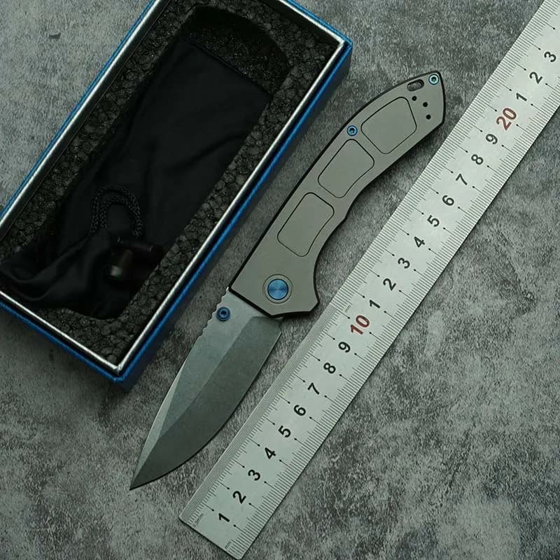New Blue Hard Box 748 Mark M390 aluminum alloy handle outdoor camping hunting kitchen survival EDC folding knife tool