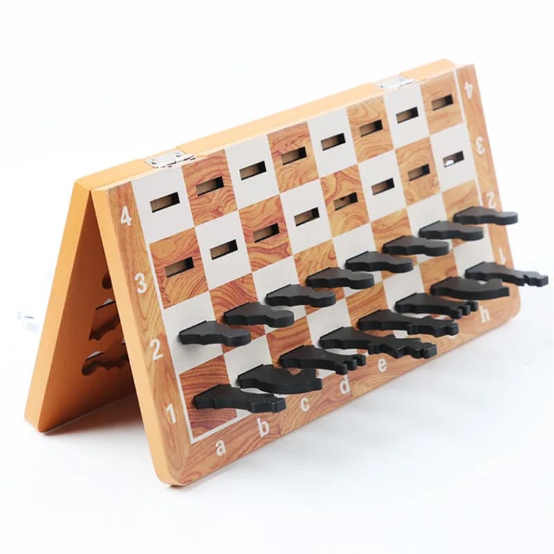Set di scacchi in legno scacchiera pieghevole per principianti per bambini 29*14.5*2cm Groove Storage pezzi di scacchi educazione domestica giochi da tavolo regalo