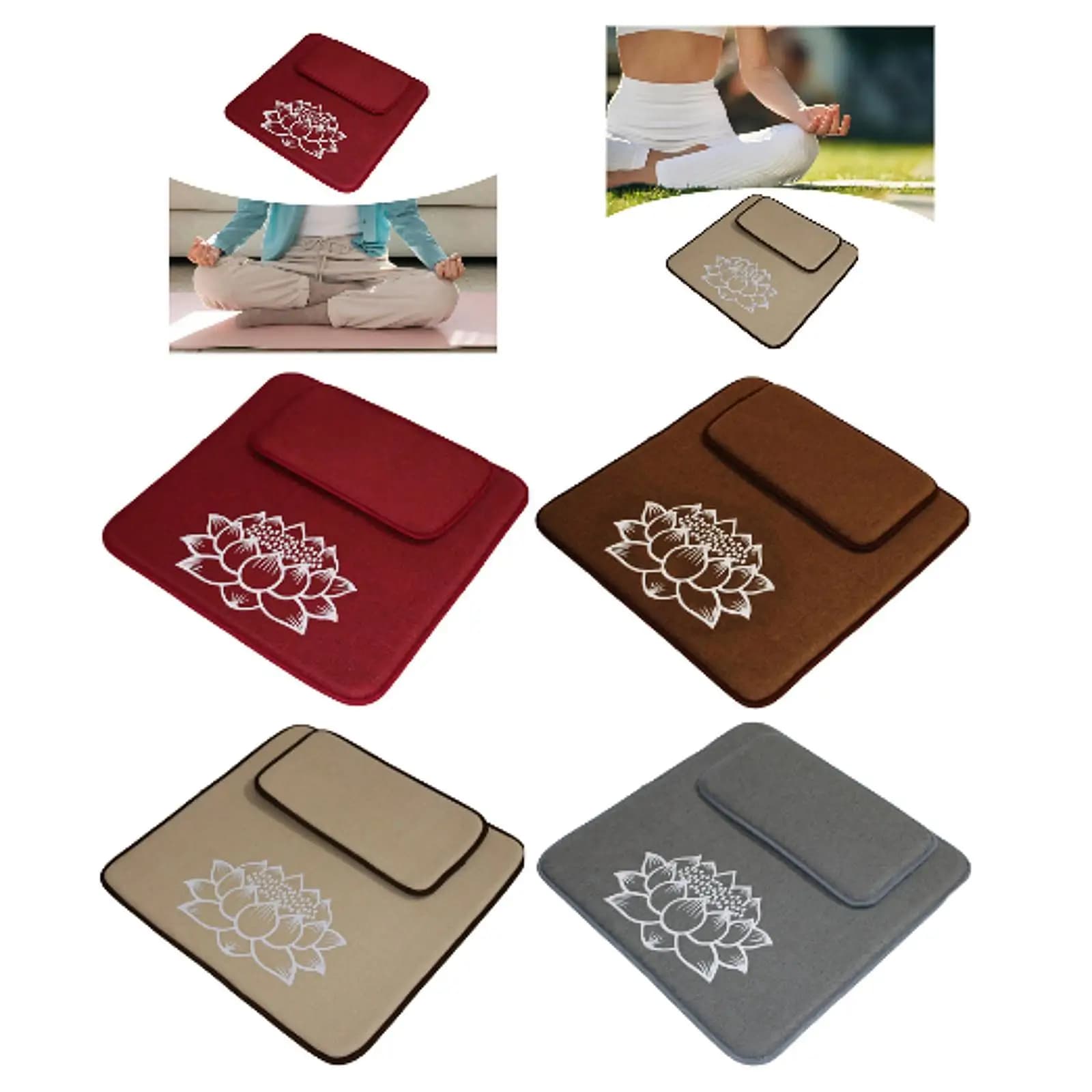 Linen Meditation Cushion Set Yoga Accessories Seat Nonslip Square Pillow for Adults Home Yoga Practice Decor